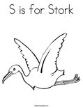 S is for Stork Coloring Page