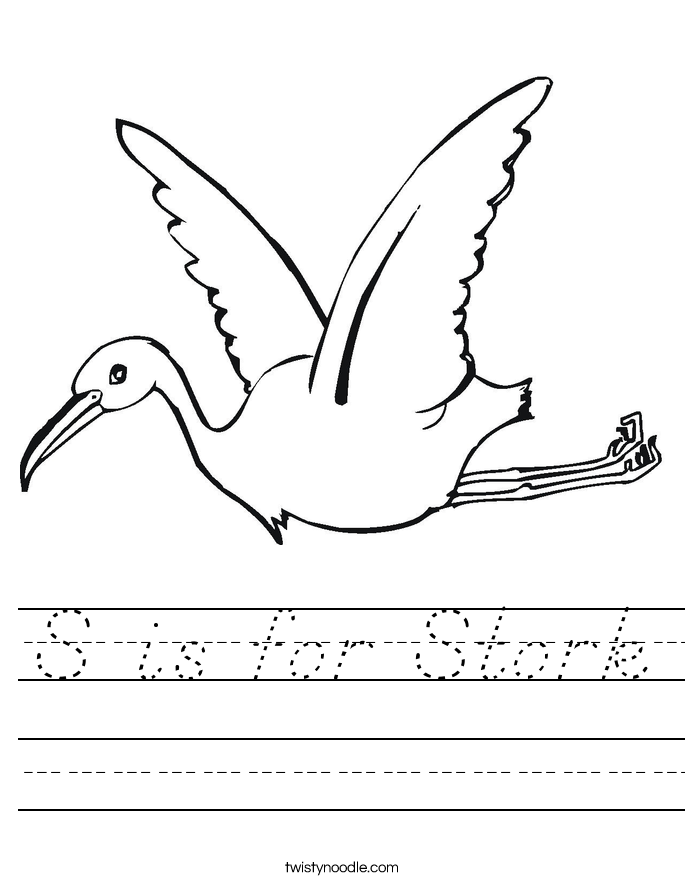 S is for Stork Worksheet