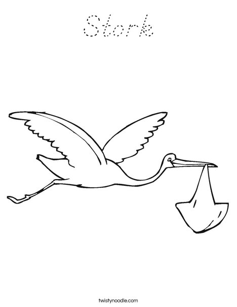 Stork with Baby Coloring Page