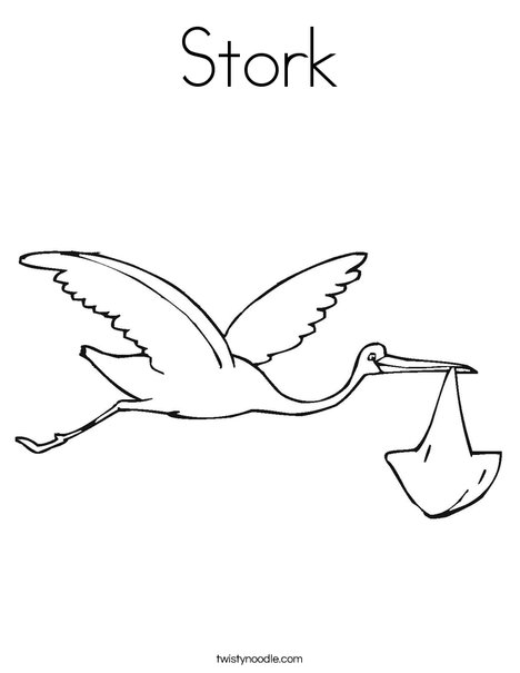 Stork with Baby Coloring Page