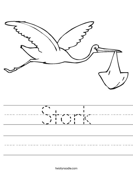 Stork with Baby Worksheet