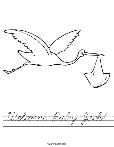 Stork with Baby Worksheet