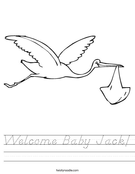 Stork with Baby Worksheet