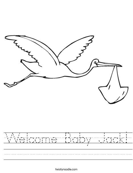 Stork with Baby Worksheet