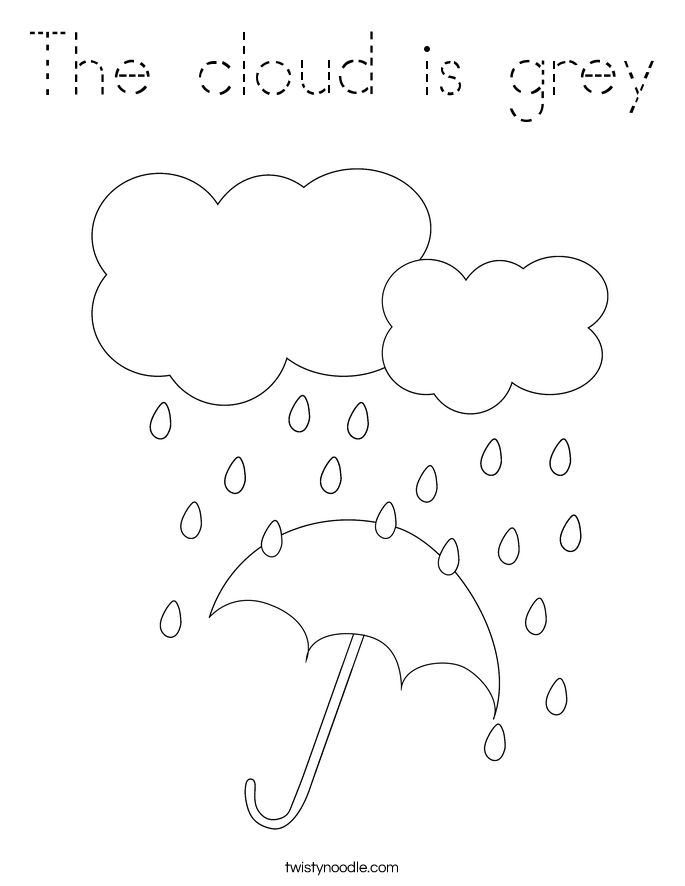 The cloud is grey Coloring Page - Tracing - Twisty Noodle