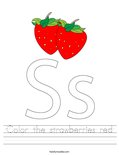 Color the strawberries red Worksheet
