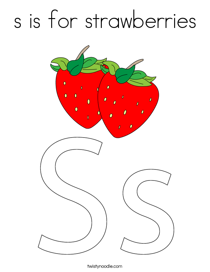 s is for strawberries Coloring Page
