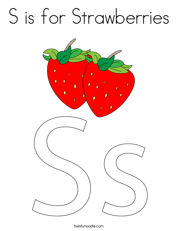 S is for Strawberries Coloring Page
