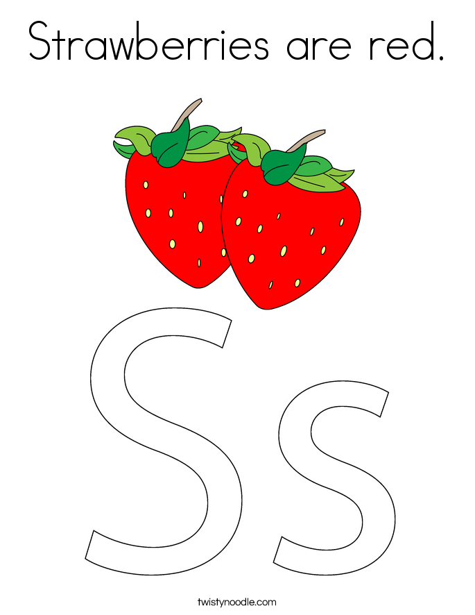 Strawberries are red. Coloring Page