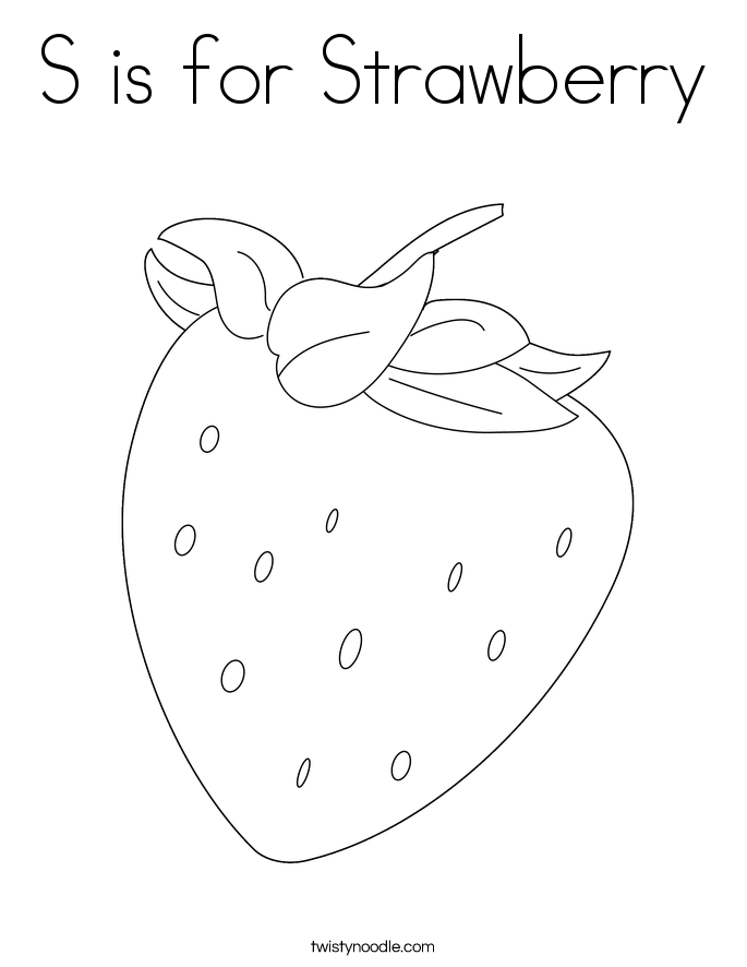S is for Strawberry Coloring Page