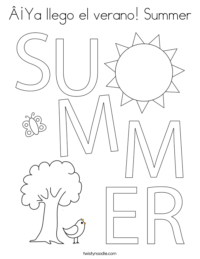 ¡Ya llego el verano Summer Coloring Page - Twisty Noodle