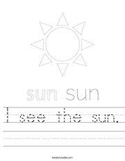 I see the sun Handwriting Sheet