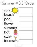 Summer ABC Order Coloring Page