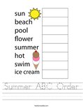 Summer ABC Order Worksheet