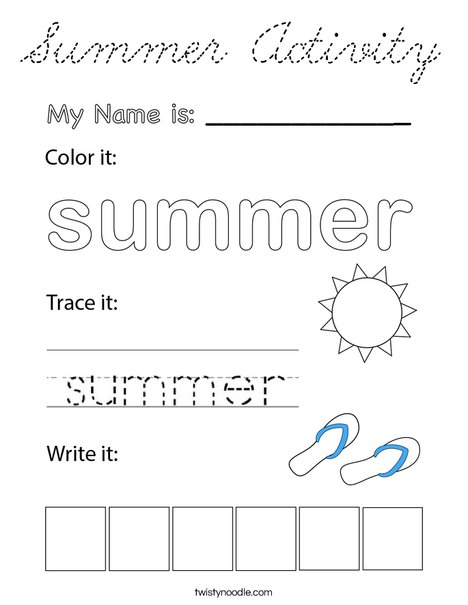 Summer Activity Coloring Page
