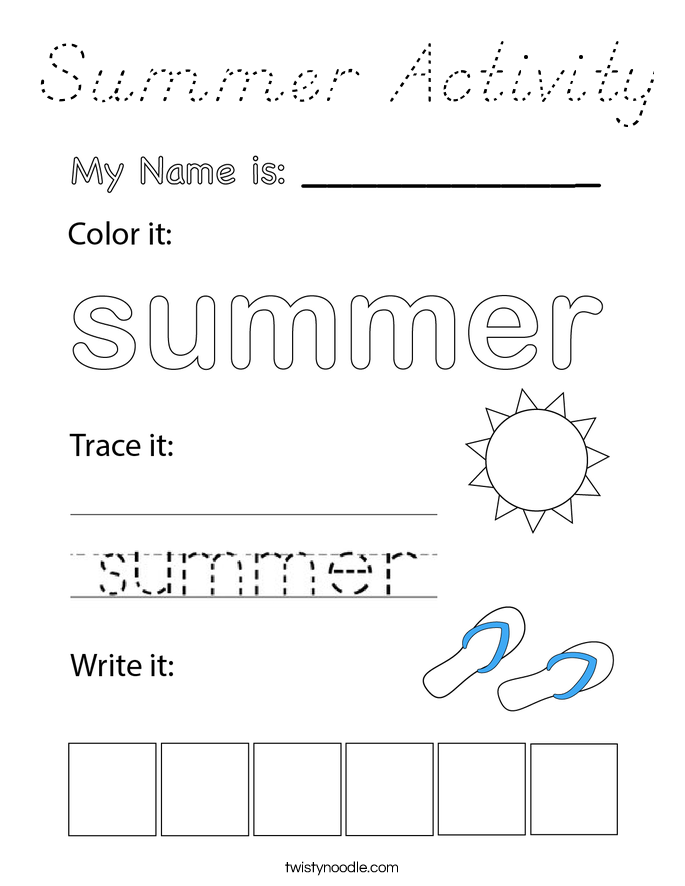 Summer Activity Coloring Page