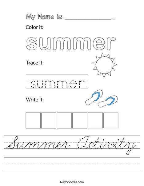 Summer Activity Worksheet