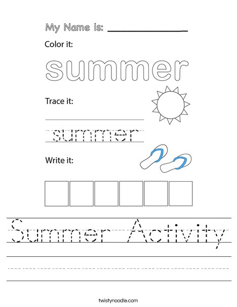 summer activity worksheet twisty noodle