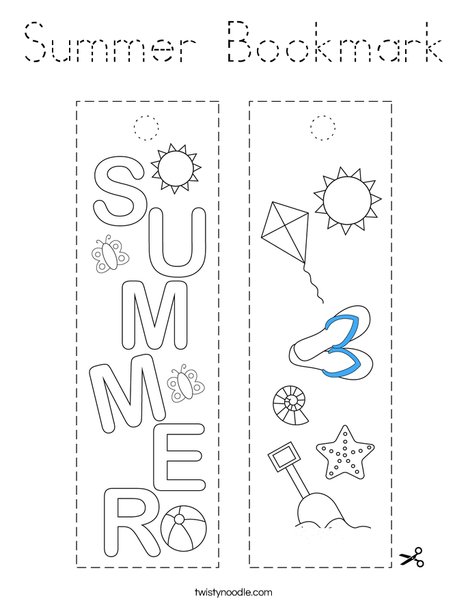 Summer Bookmark Coloring Page