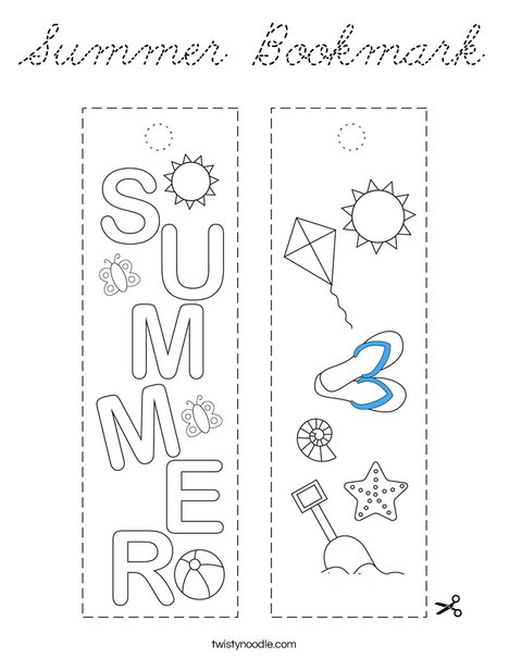 Summer Bookmark Coloring Page