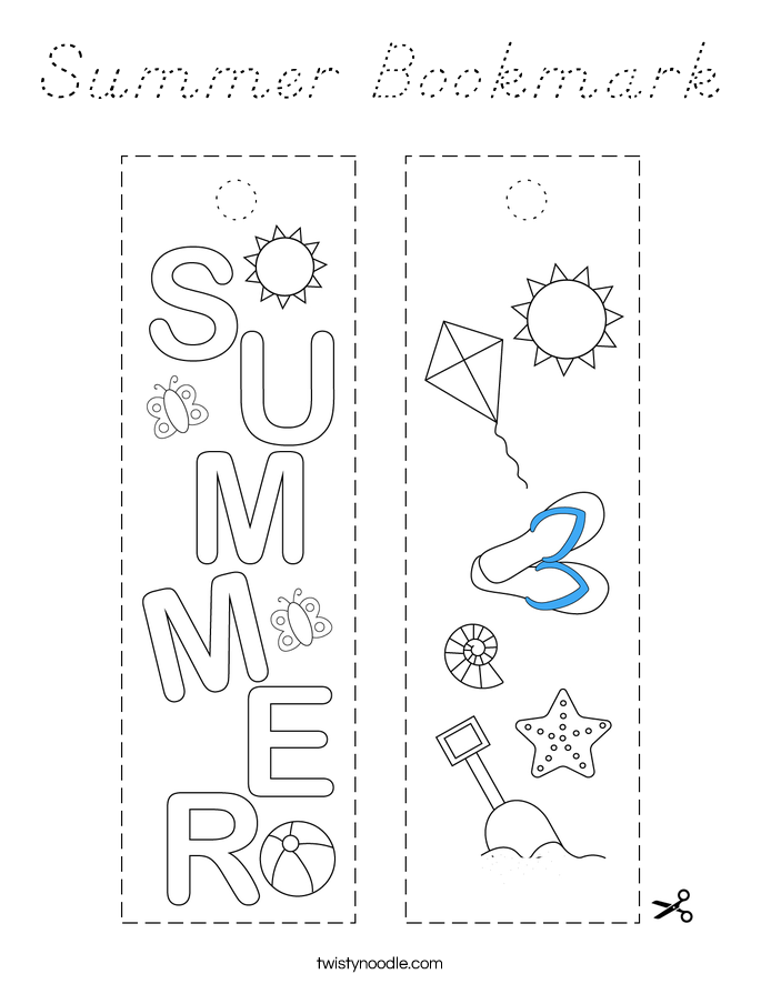 Summer Bookmark Coloring Page