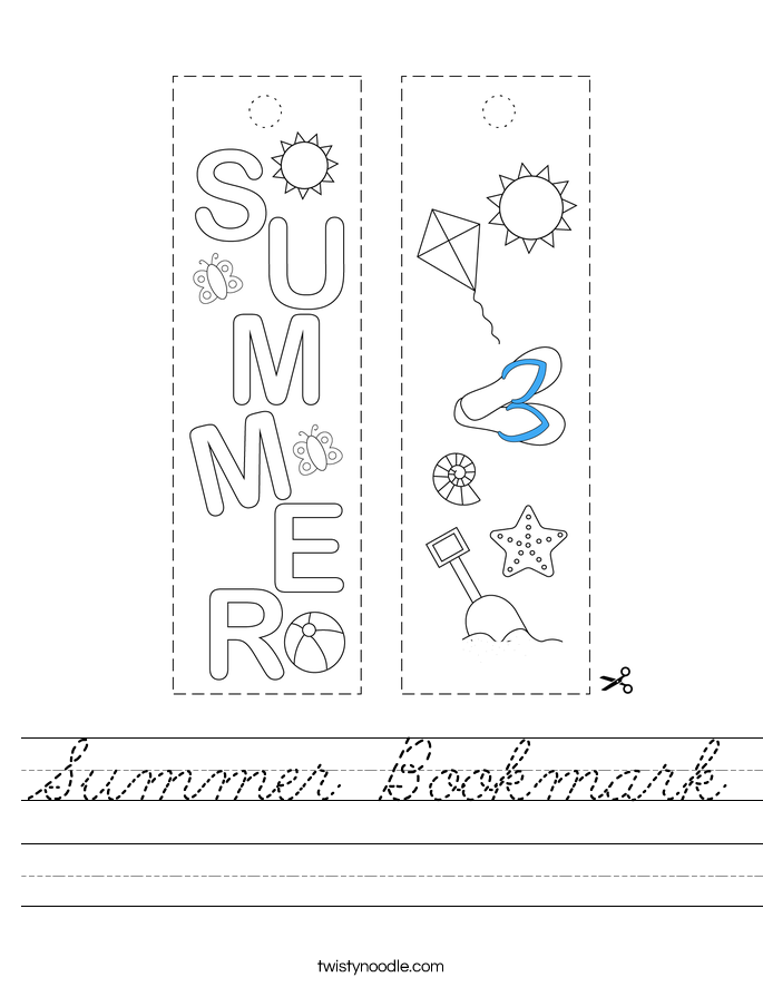 Summer Bookmark Worksheet