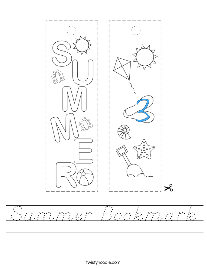 Summer Bookmark Worksheet