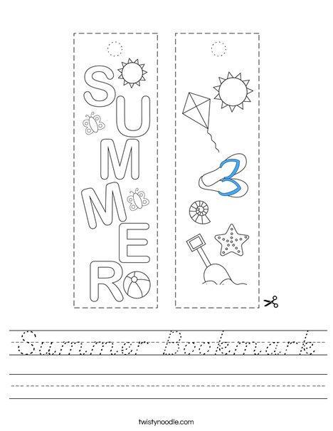 Summer Bookmark Worksheet