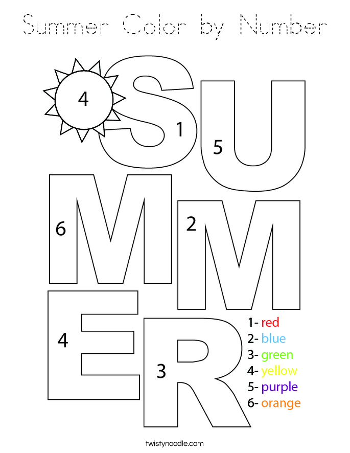 Summer Color by Number Coloring Page