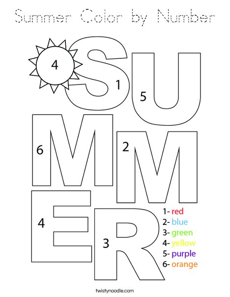 Summer Color by Number Coloring Page