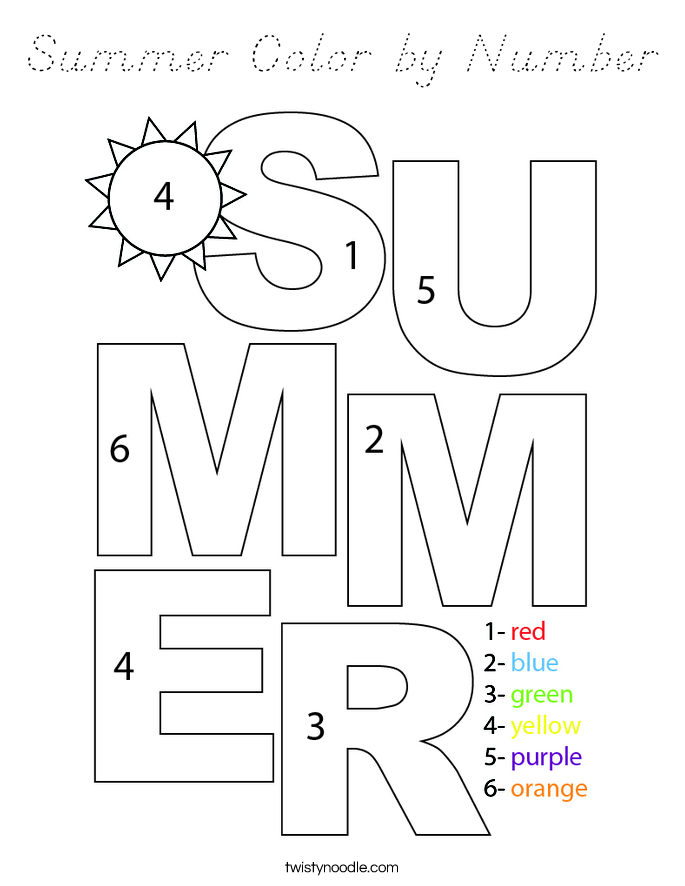 Summer Color by Number Coloring Page