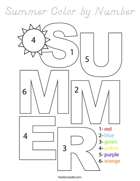 Summer Color by Number Coloring Page