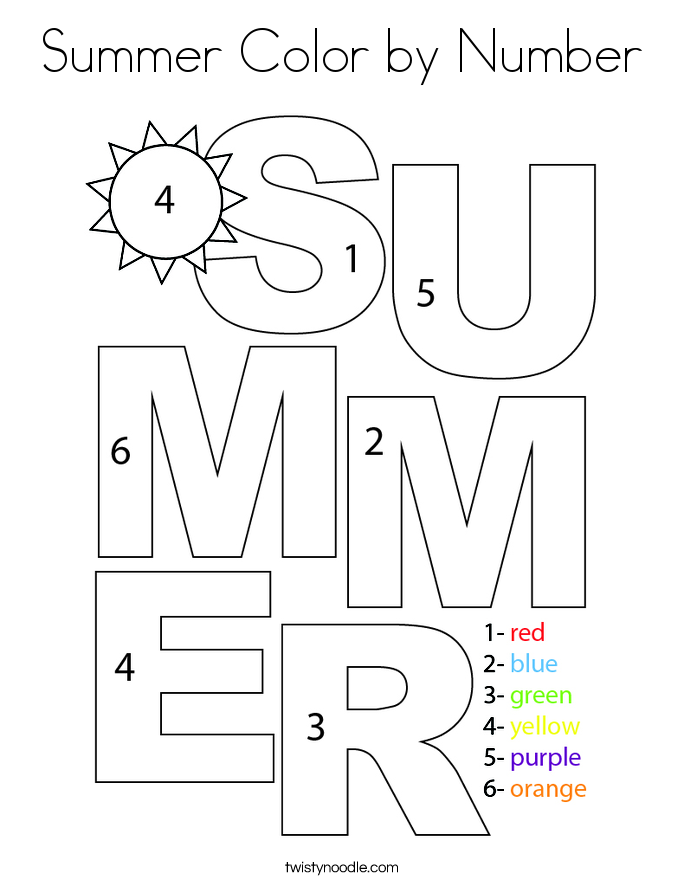 Summer Color by Number Coloring Page