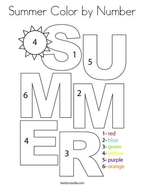 Summer Color by Number Coloring Page