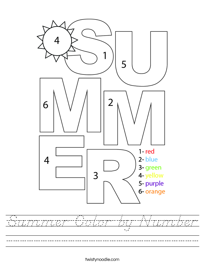 Summer Color by Number Worksheet