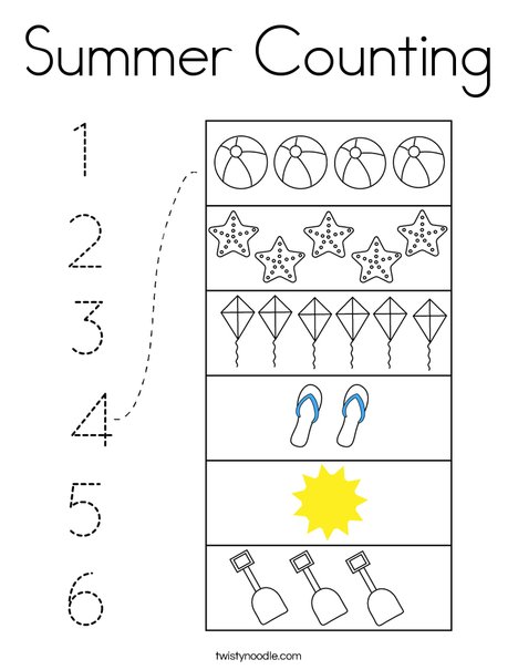 Summer Counting Coloring Page