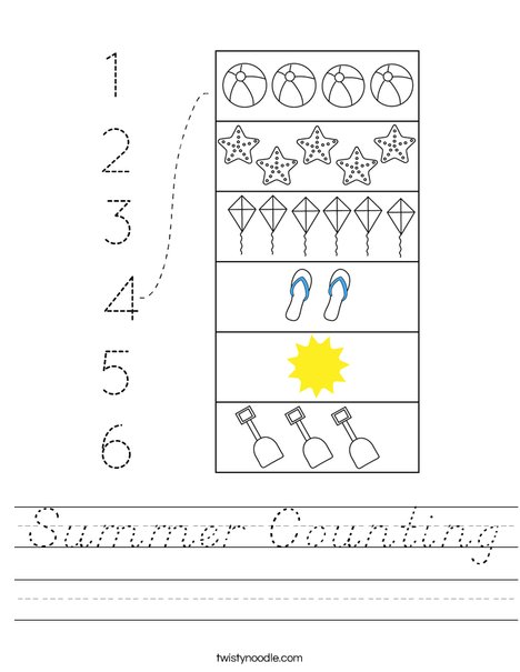 Summer Counting Worksheet