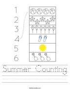 Summer Counting Handwriting Sheet