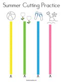 Summer Cutting Practice Coloring Page