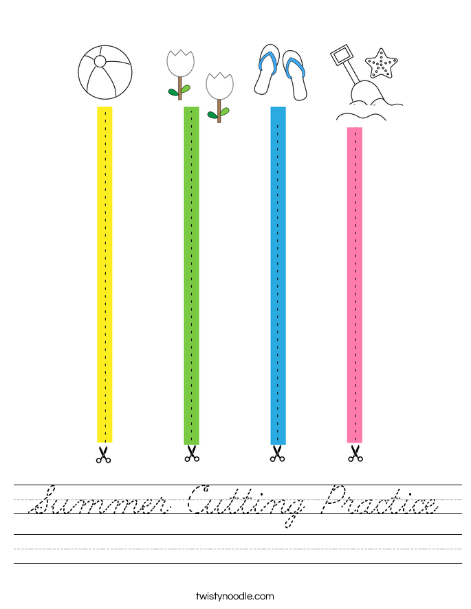 Summer Cutting Practice Worksheet