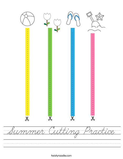 Summer Cutting Practice Worksheet