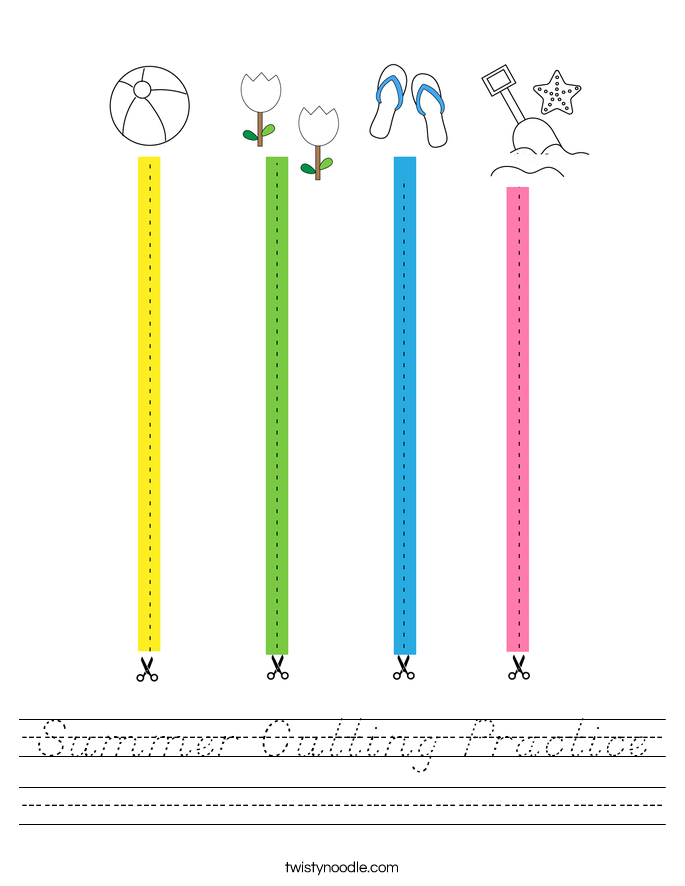 Summer Cutting Practice Worksheet