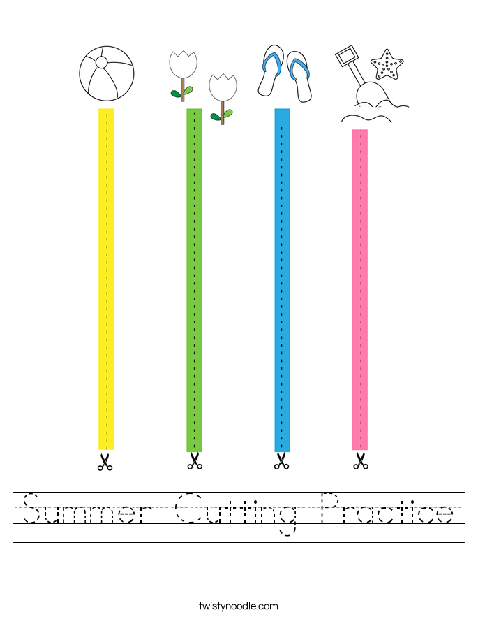 Summer Cutting Practice Worksheet
