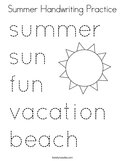 Summer Handwriting Practice Coloring Page