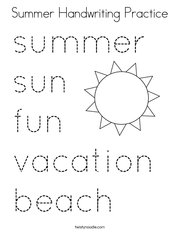 Summer Handwriting Practice Coloring Page