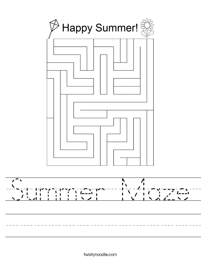 Summer Maze Worksheet Twisty Noodle