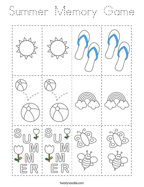 Summer Memory Game Coloring Page