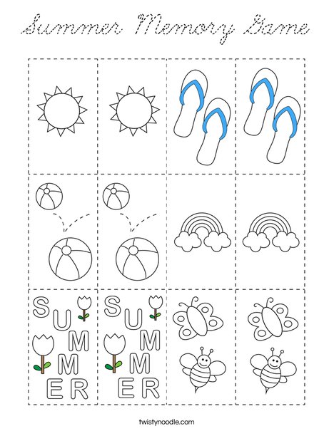 Summer Memory Game Coloring Page