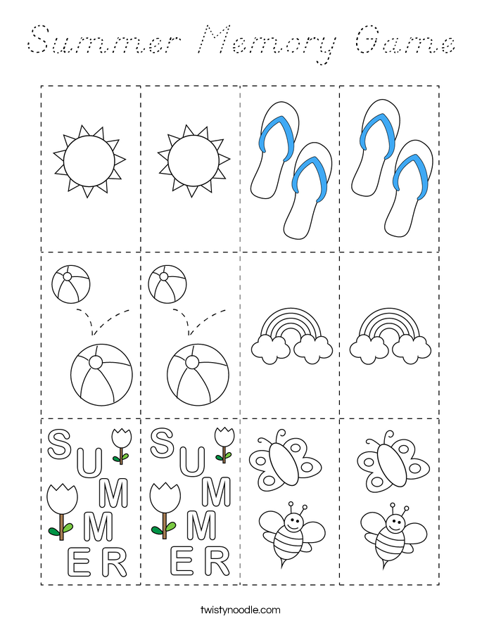 Summer Memory Game Coloring Page