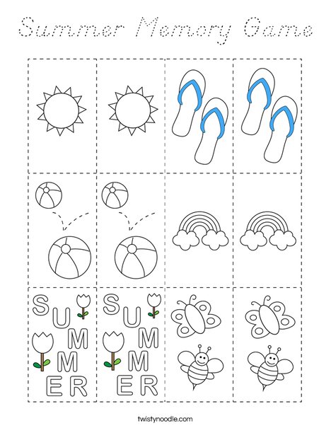 Summer Memory Game Coloring Page